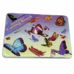 Salamander Graphix Art Glass Cutting Board Butterflies Tempered Glass 15x12 NEW